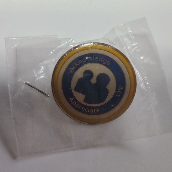 Walmart Silver Tone Blue Yellow Enamel Acknowledge Act Appreciate Pin - Picture 6 of 10